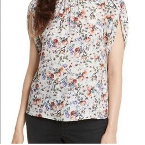 Rebecca Taylor Ruby Floral Print Hammered Blouse Top Size 4 NEW W/ TAG